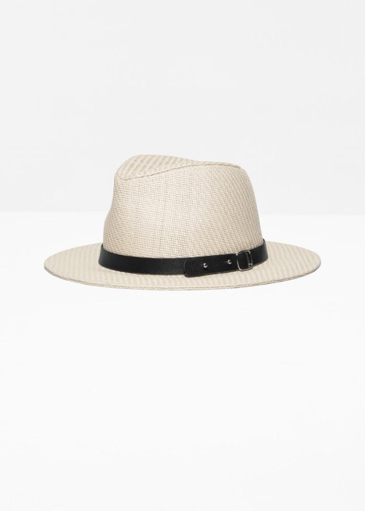 Other Stories Buckle Detail Straw Fedora - Beige