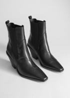 Other Stories Square Toe Leather Cowboy Boots - Black