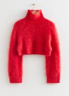 Other Stories Cropped Mock Neck Knit Sweater - Orange