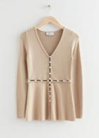 Other Stories Buttoned Waist Knit Cardigan - Beige