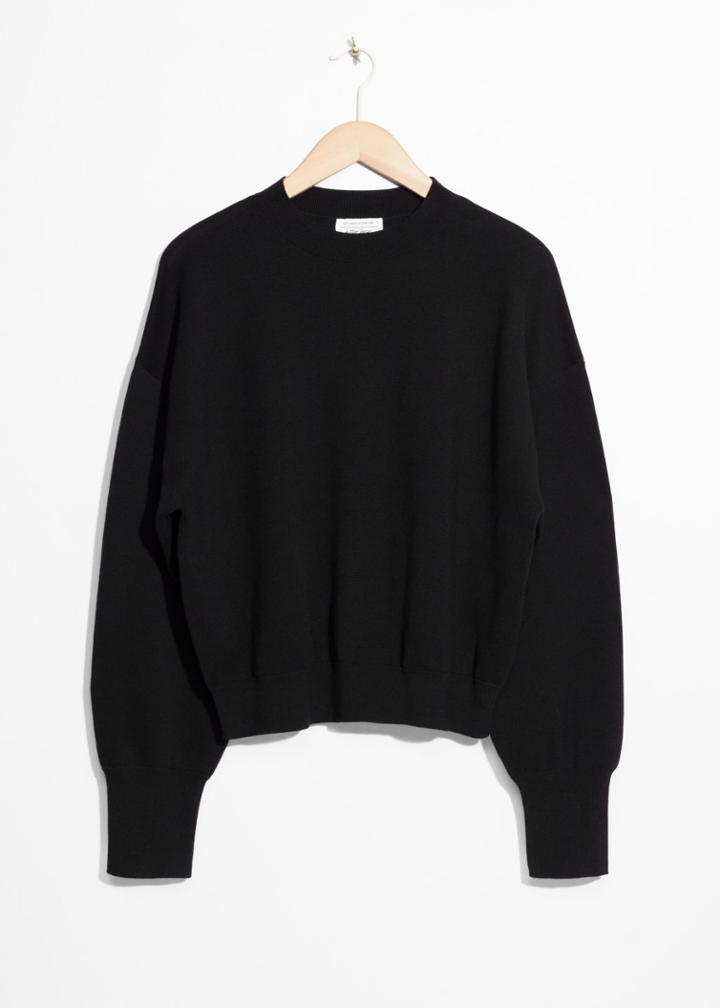 Other Stories Cropped Knit Sweater - Black