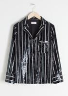 Other Stories Striped Sequin Lounge Shirt - Blue