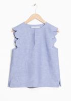 Other Stories Scalloped Linen-chambray Blouse