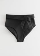 Other Stories Topstitched Tie Bikini Bottoms - Black