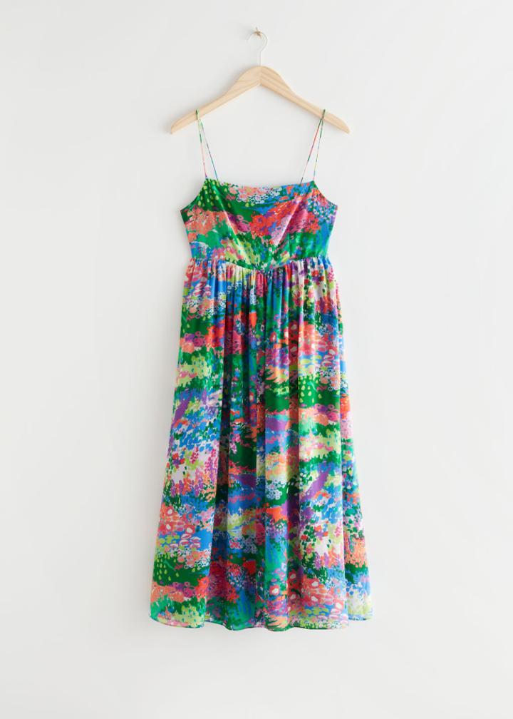 Other Stories Strappy Silk Midi Dress - Blue