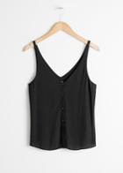 Other Stories Scoop Neck Button Down Tank - Black
