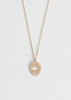 Other Stories Cutout Oval Pendant Necklace - Gold