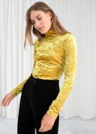 Other Stories Stretch Velour Turtleneck - Yellow