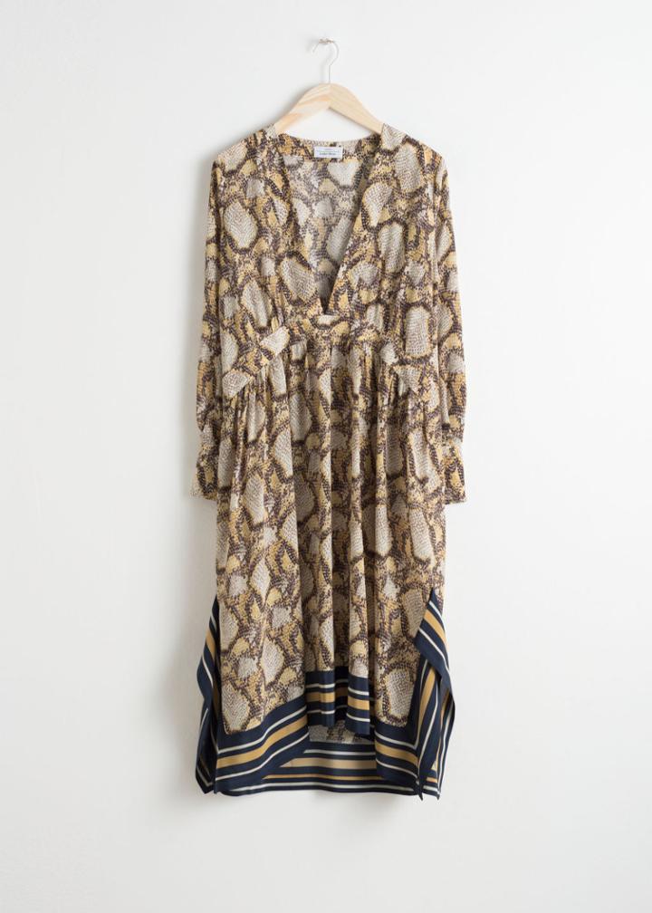 Other Stories Oversized Snake Silk Dress - Brown