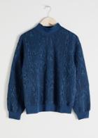 Other Stories Wood Jacquard Mock Neck Sweater - Blue