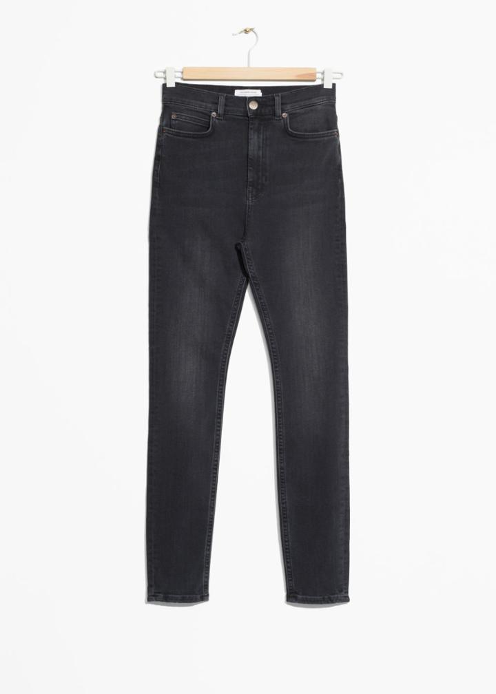 Other Stories Cropped High-rise Jeans - Black