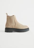 Other Stories Chunky Chelsea Suede Boots - Beige
