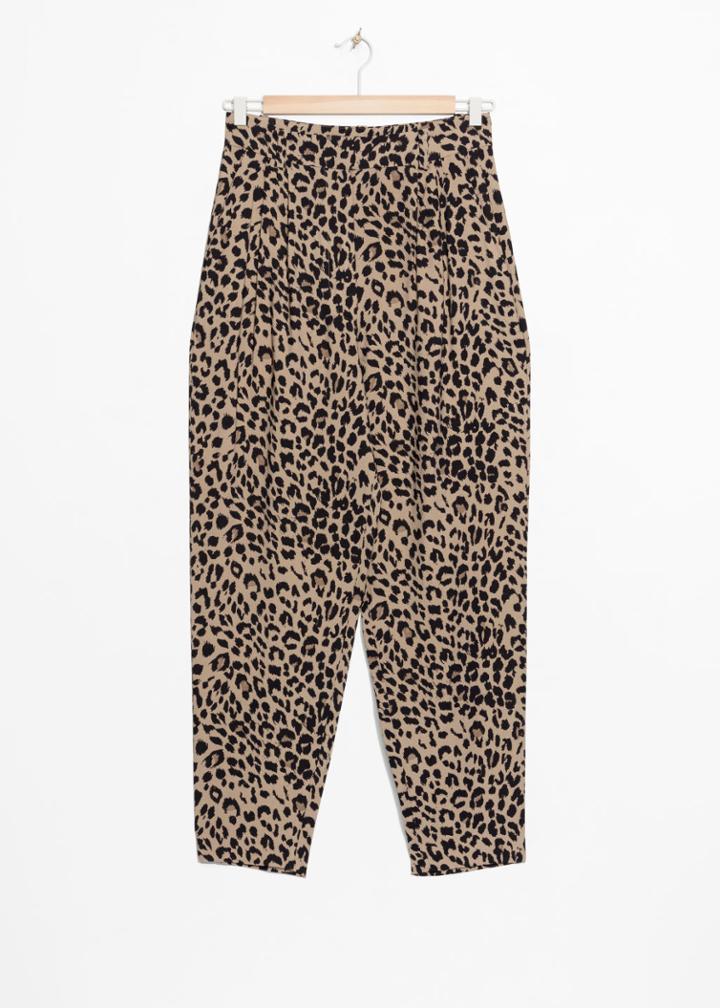 Other Stories Printed Tapered Trousers - Black