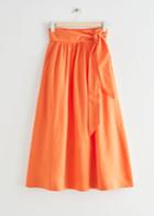 Other Stories Belted Midi Wrap Skirt - Orange