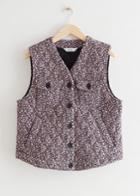 Other Stories Buttoned Padded Floral Print Vest - Black