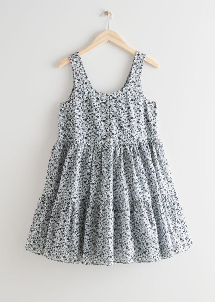 Other Stories Printed Tiered Mini Dress - Blue