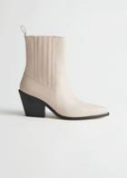 Other Stories Pointed Leather Western Boots - White