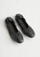 Other Stories Gathered Leather Ballerina Flats - Black