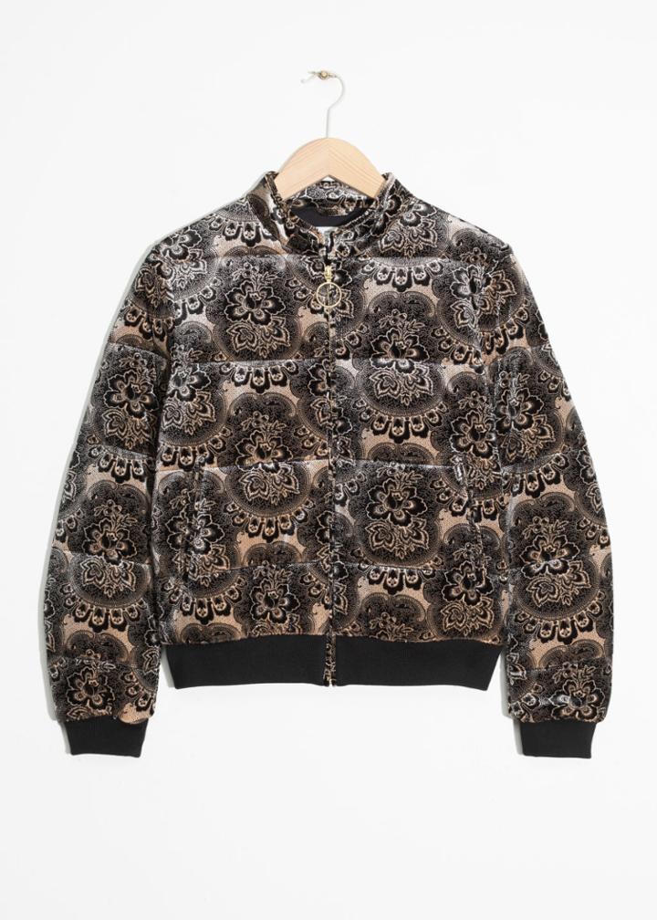 Other Stories Floral Velvet Jacket - Black