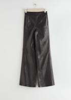 Other Stories Flared Leather Trousers - Black