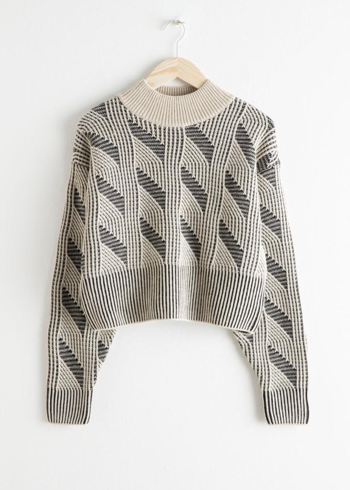 Other Stories Contrast Knit Sweater - Black