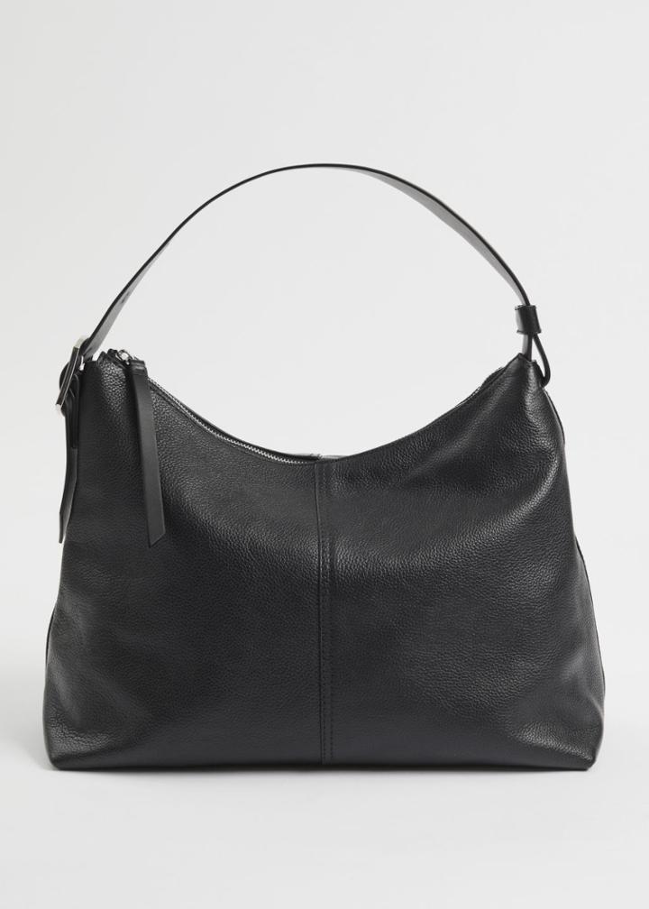 Other Stories Curved Leather Shoulder Bag - Black