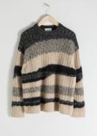 Other Stories Asymmetric Striped Wool Blend Sweater - Black