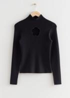 Other Stories Floral Cut-out Knit Top - Black