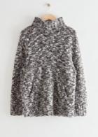 Other Stories Oversized Boucl Knit Turtleneck Sweater - Brown