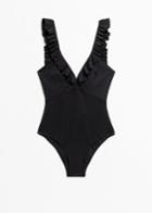 Other Stories Ruffle Plunge Swimsuit - Black