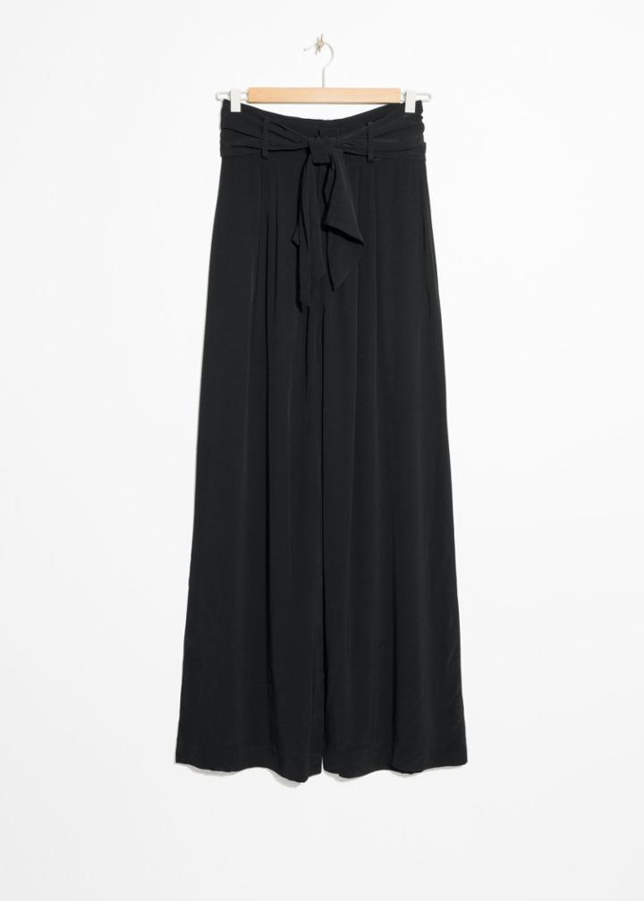 Other Stories High Waisted Belted Trousers - Black