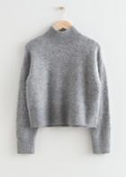 Other Stories Cropped Mock Neck Knit Sweater - Grey