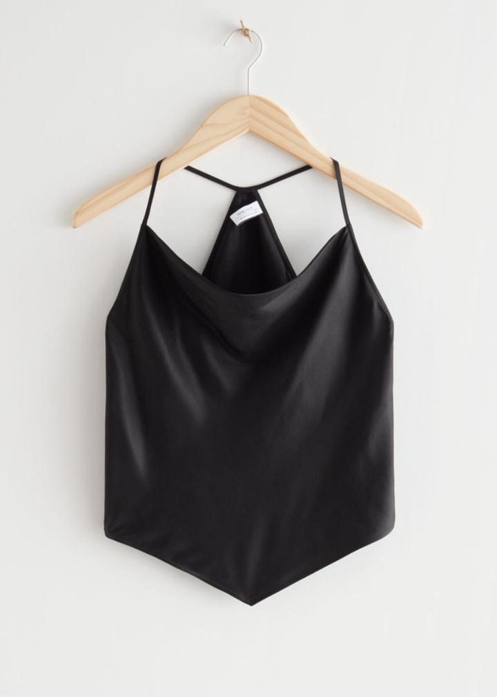 Other Stories Scarf Hem Halter Top - Black