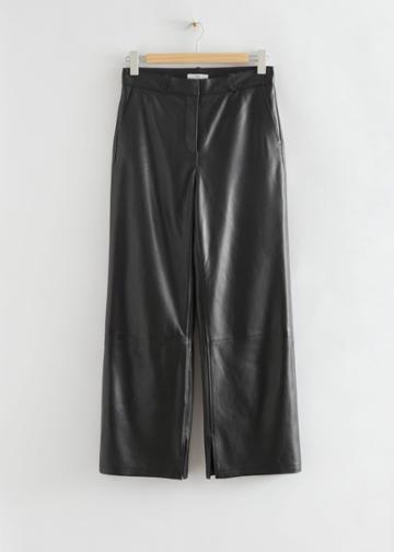 Other Stories Fitted Flared Leather Trousers - Black