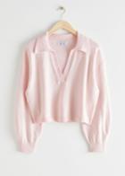 Other Stories Relaxed Collared V-neck Sweater - Pink