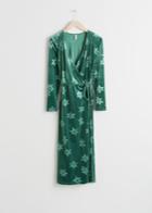 Other Stories Floral Velour Wrap Dress - Green