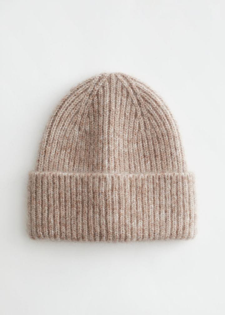 Other Stories Fuzzy Mohair Beanie - Brown