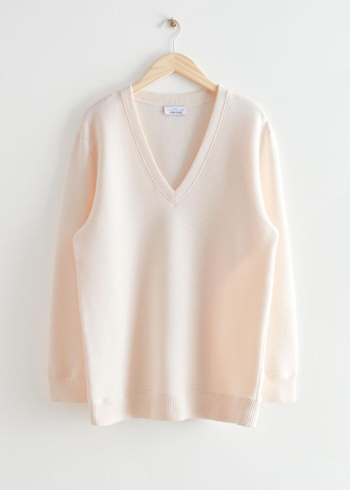 Other Stories Plunging Neck Sweatshirt - White