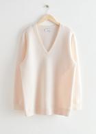 Other Stories Plunging Neck Sweatshirt - White