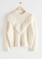 Other Stories Fringe Knit Sweater - White