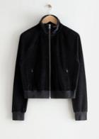 Other Stories Fitted Velour Zip Jacket - Black