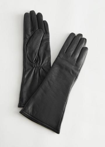 Other Stories Fitted Leather Gloves - Black