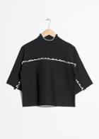 Other Stories Cropped Contrast Frill Top - Black