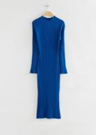 Other Stories Rib Knit Midi Dress - Blue