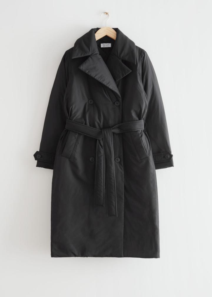 Other Stories Padded Trench Coat - Black