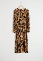 Other Stories Long Sleeve Button Slit Midi Dress - Beige