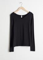 Other Stories V-cut Stretch Long Sleeve Tee - Black