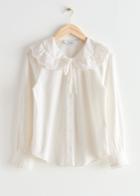 Other Stories Scalloped Embroidery Blouse - White