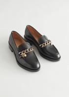Other Stories Chain Embellished Leather Loafers - Black