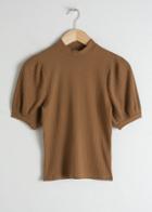 Other Stories High Neck Puff Sleeve Top - Beige
